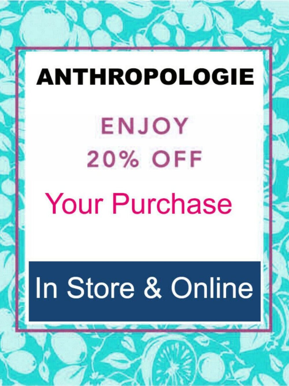 Anthropologie 20% off coupon